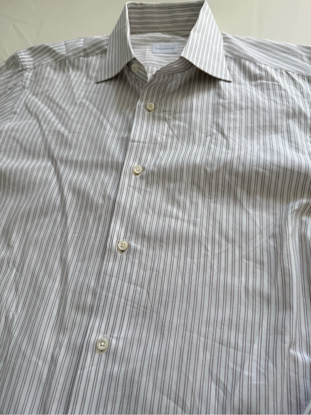 Men's Ermenegildo Zegna Striped Dress Shirt - White with Gray Stripes
